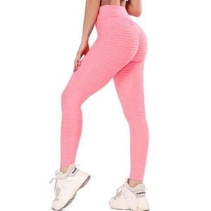 Pink Textured Scrunch-butt Leggings - M